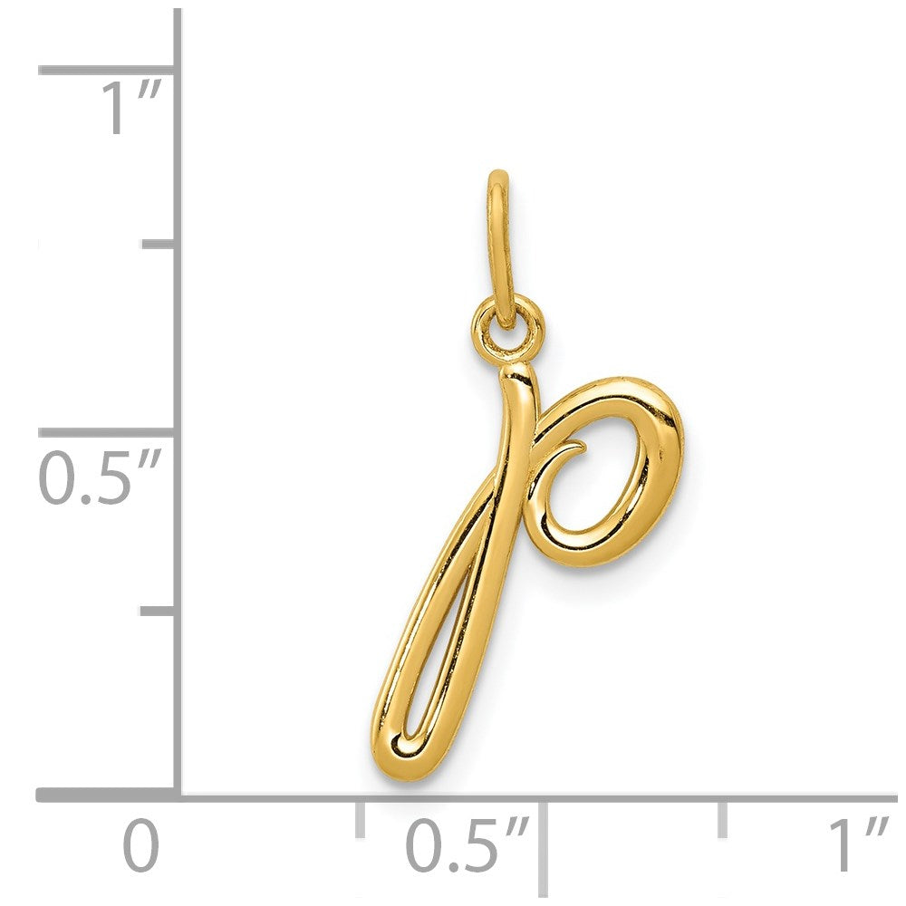 14k Yellow Gold Letter P  Initial Charm