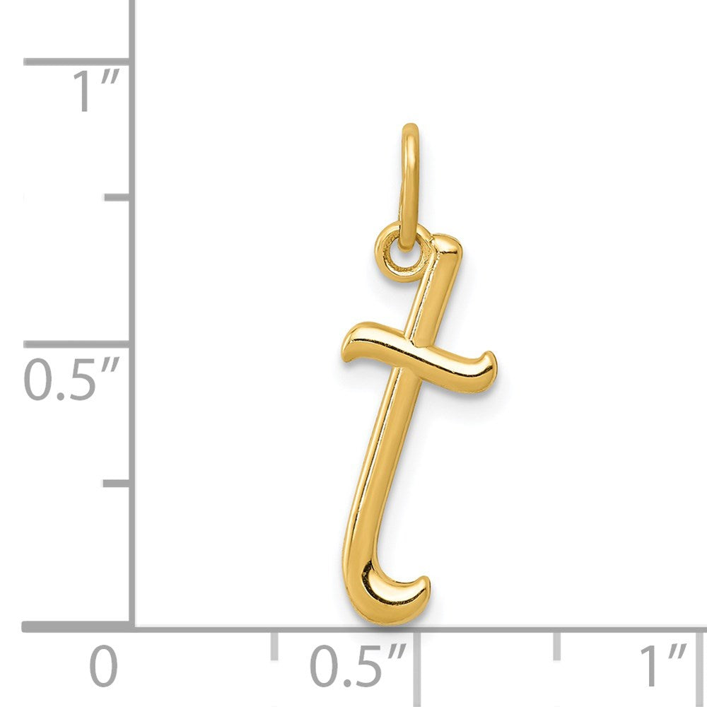 14k Yellow Gold Letter T Initial Charm