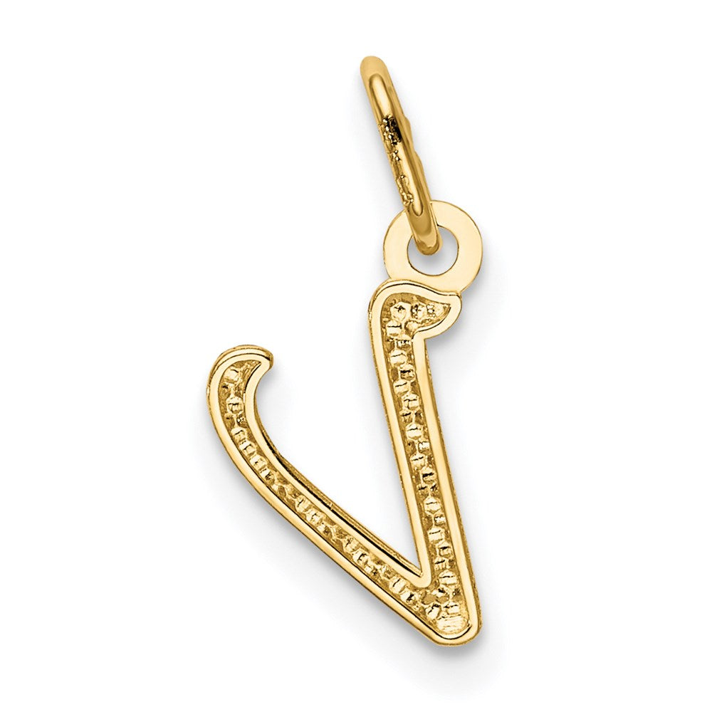 14k Yellow Gold Letter V Initial Charm