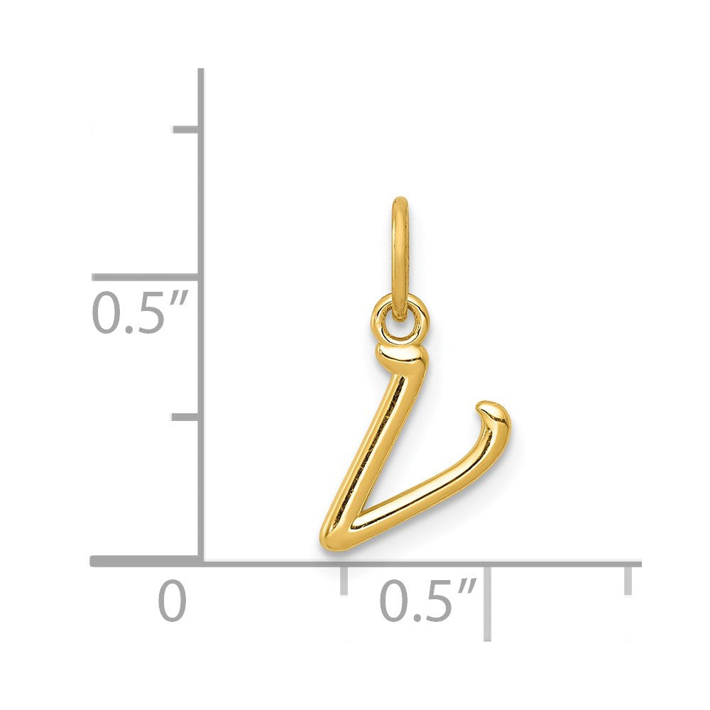 14k Yellow Gold Letter V Initial Charm