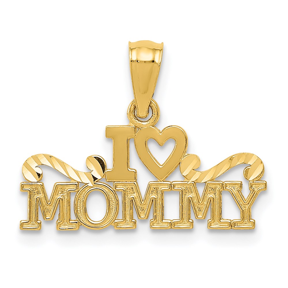 14k Yellow Gold I Heart Mommy Pendant