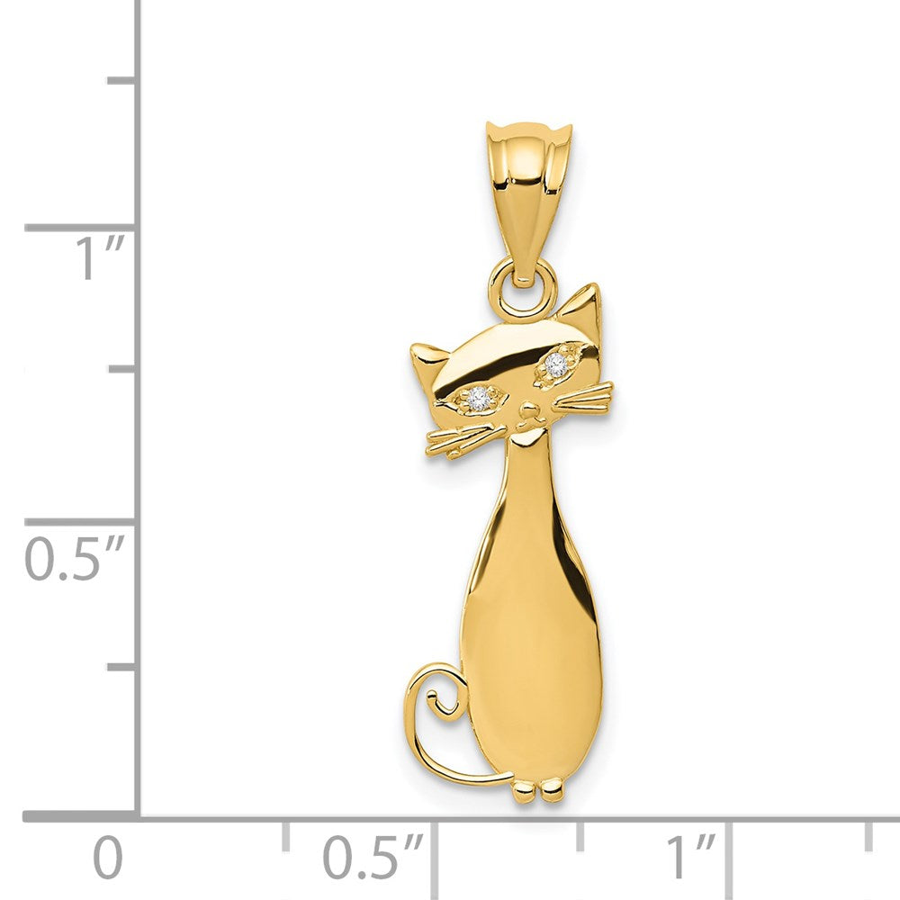 14k Diamond Cat Pendant