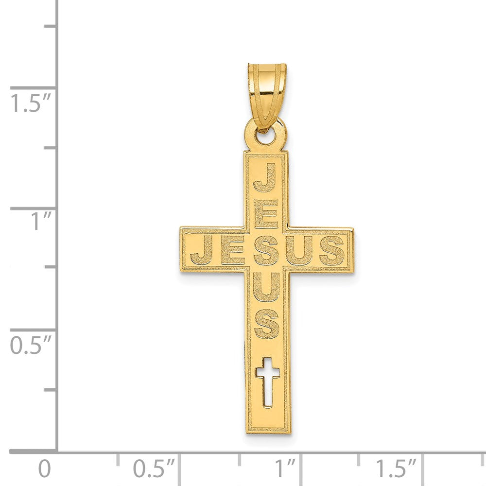 14K Laser Cut JESUS Cross Charm