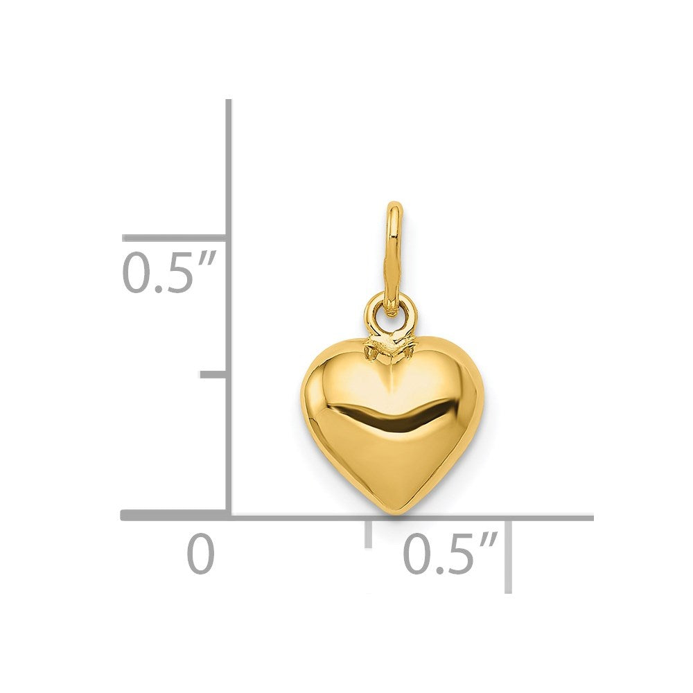 14K Polished 3-D Puffed Heart Charm