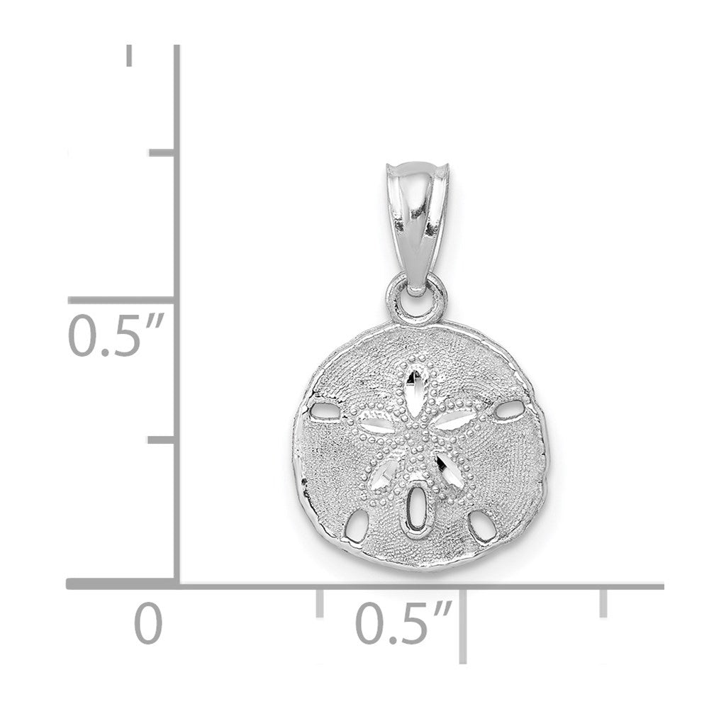 14K White Gold Polished and Textured Sand Dollar Pendant