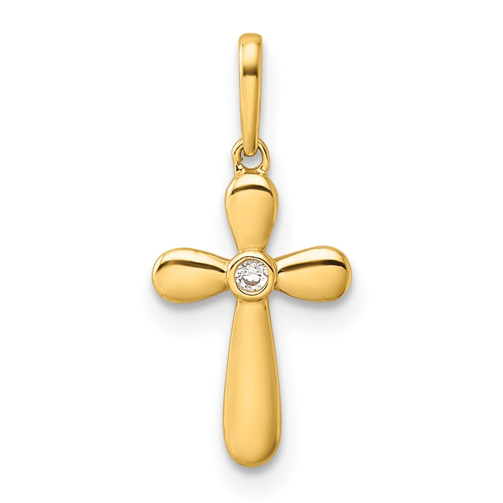 14k Childrens CZ Cross Pendant