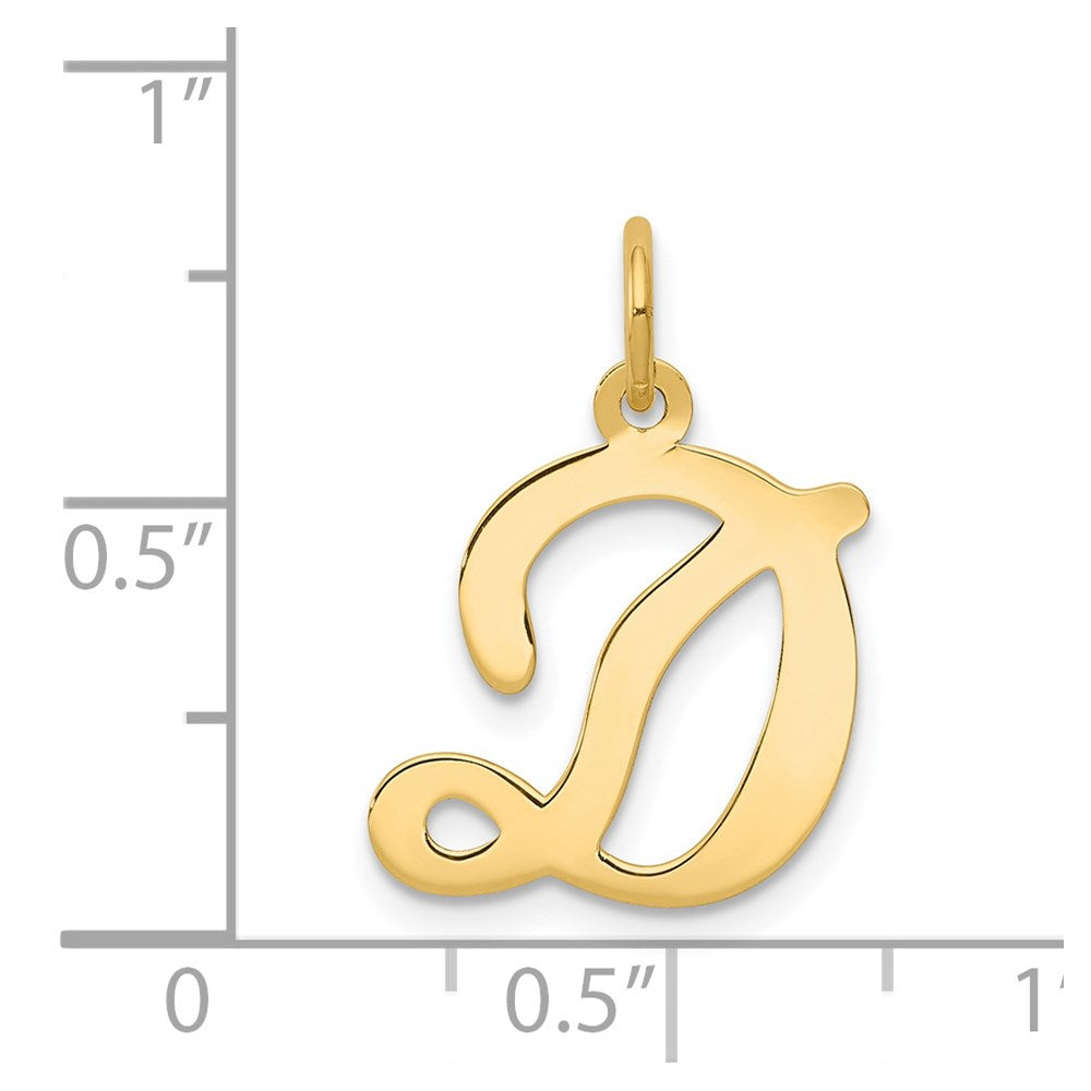 14KY Script Letter D Initial Charm