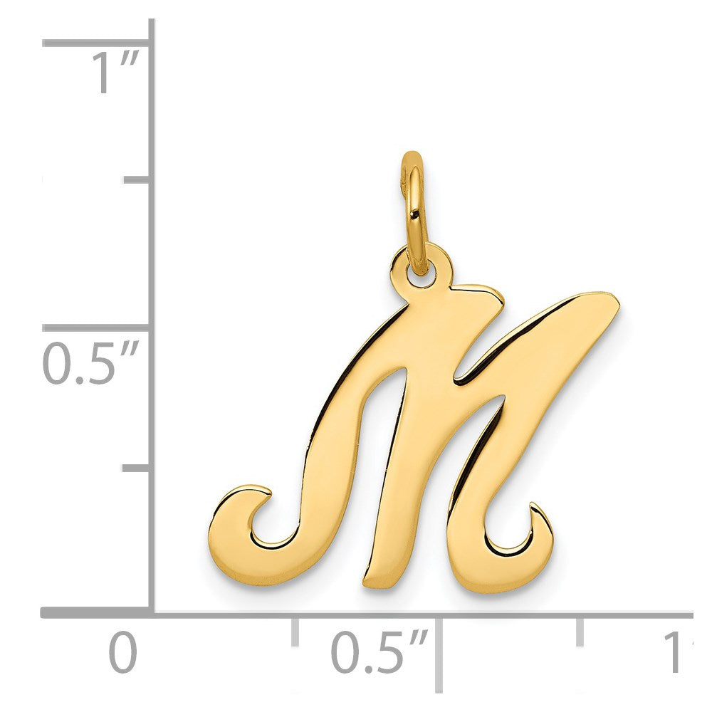 14KY Script Letter M Initial Charm