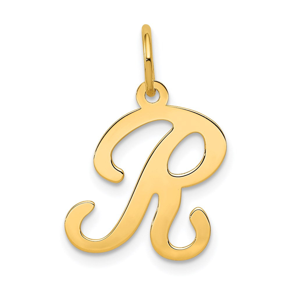 14KY Script Letter R Initial Charm