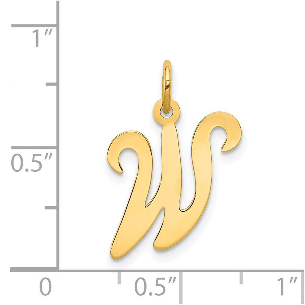 14KY Script Letter W Initial Charm