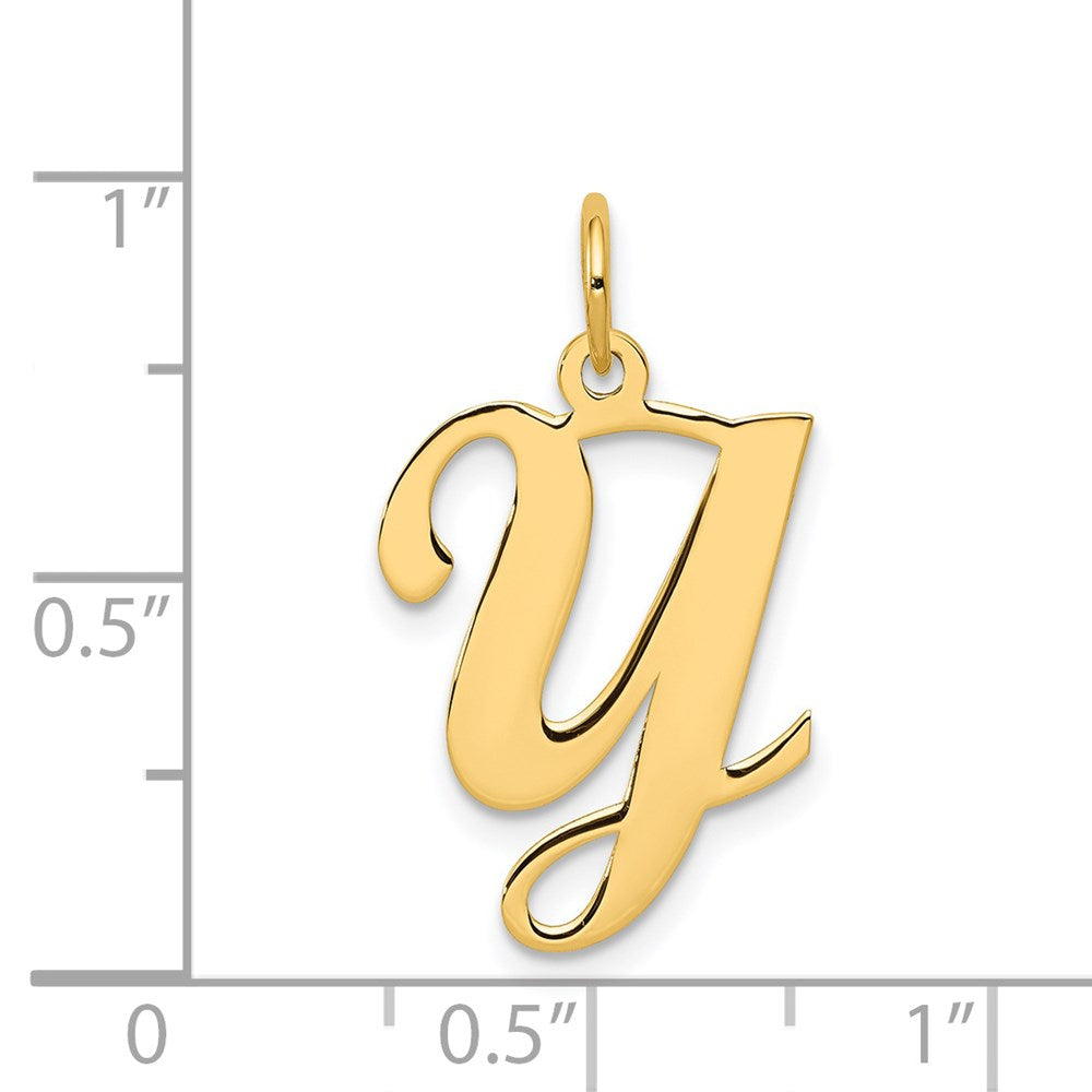 14KY Script Letter Y Initial Charm