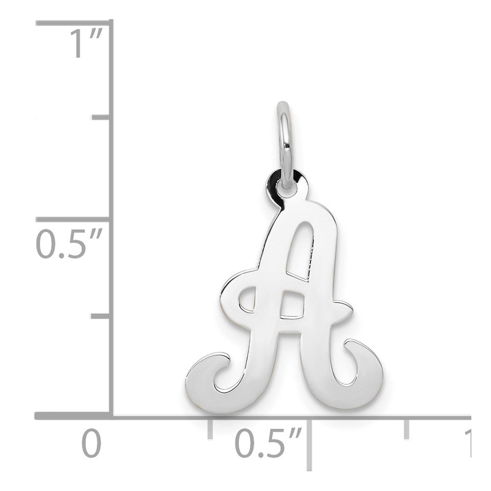 14KW White Gold Script Letter A Initial Charm