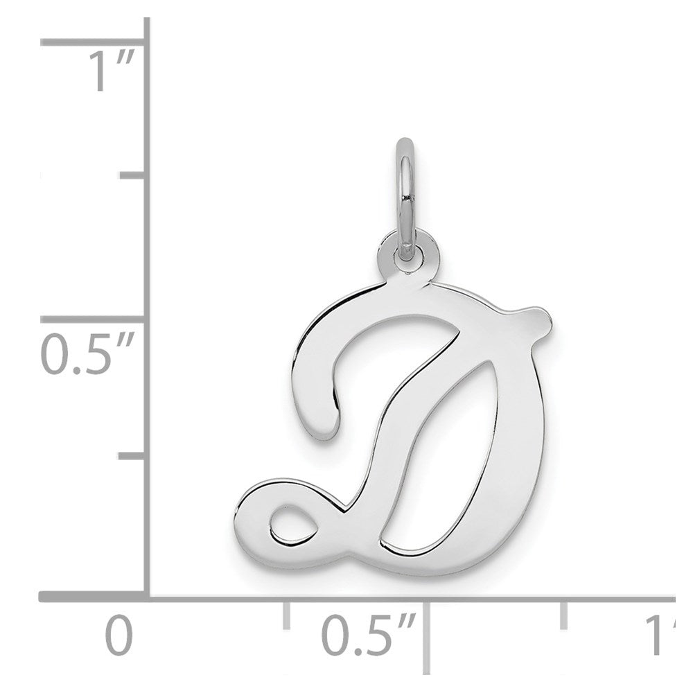 14KW White Gold Script Letter D Initial Charm