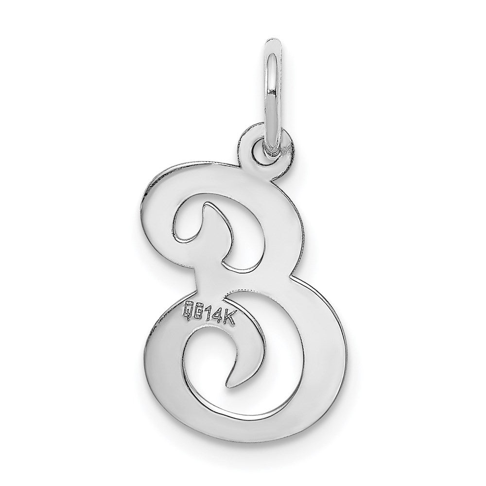 14KW White Gold Script Letter E Initial Charm