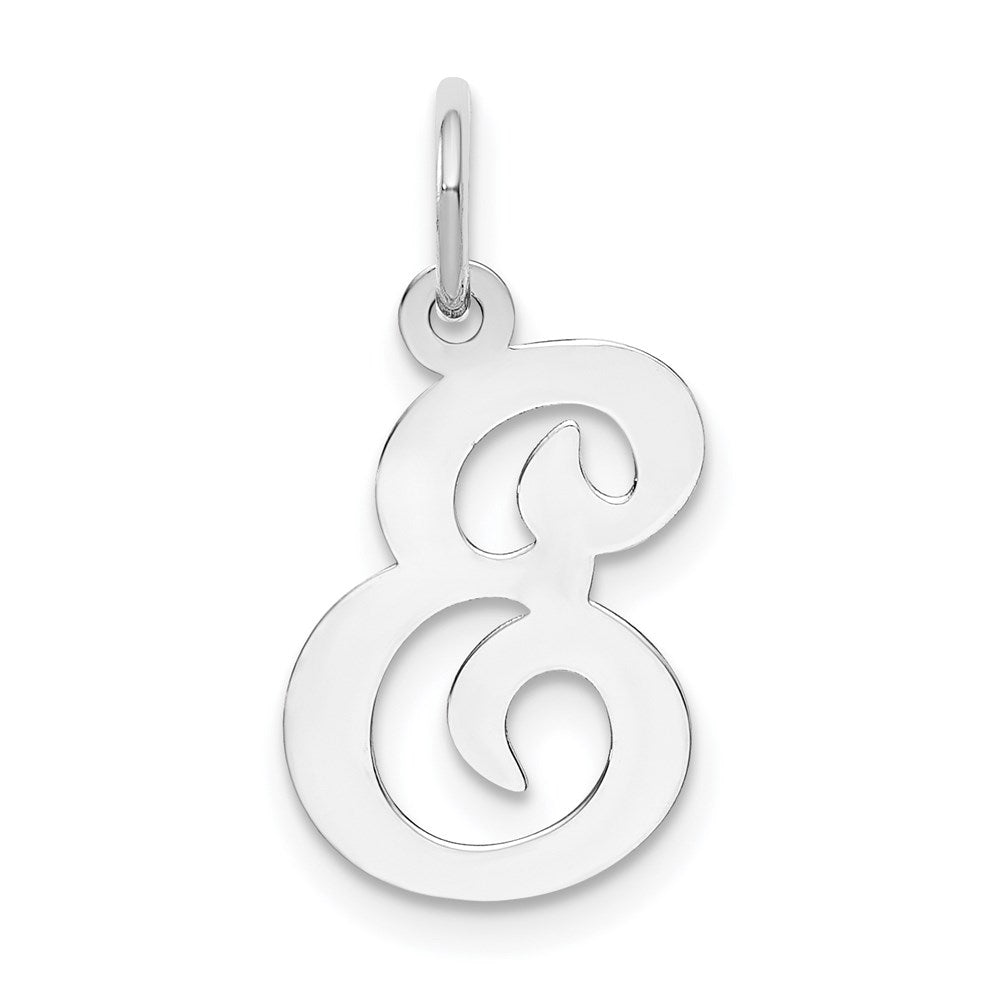 14KW White Gold Script Letter E Initial Charm