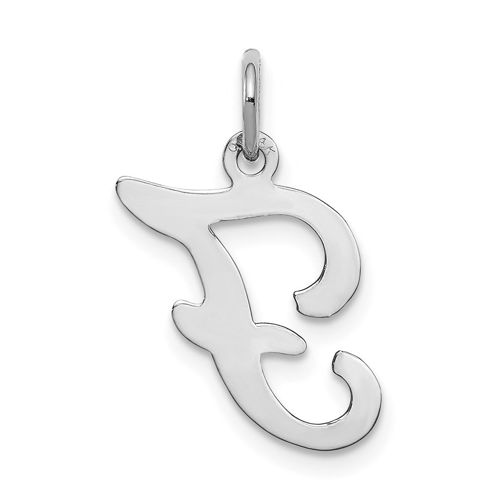 14KW White Gold Script Letter F Initial Charm