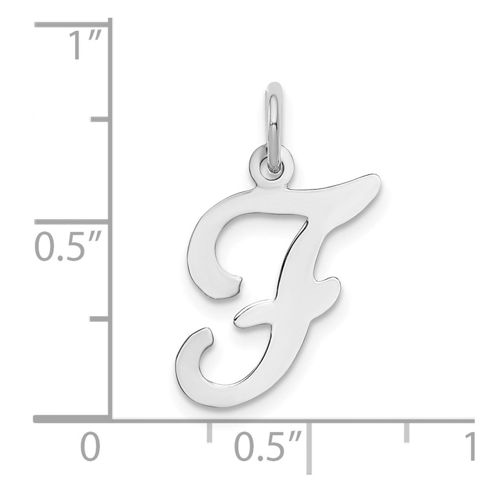 14KW White Gold Script Letter F Initial Charm