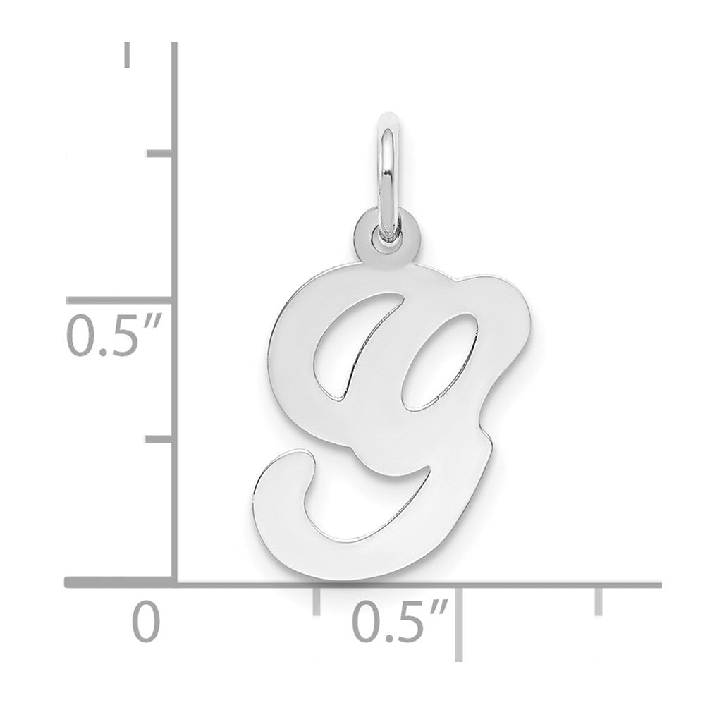 14KW White Gold Script Letter G Initial Charm