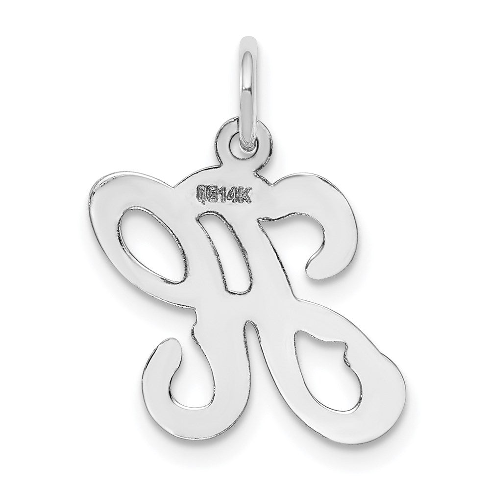 14KW White Gold Script Letter H Initial Charm