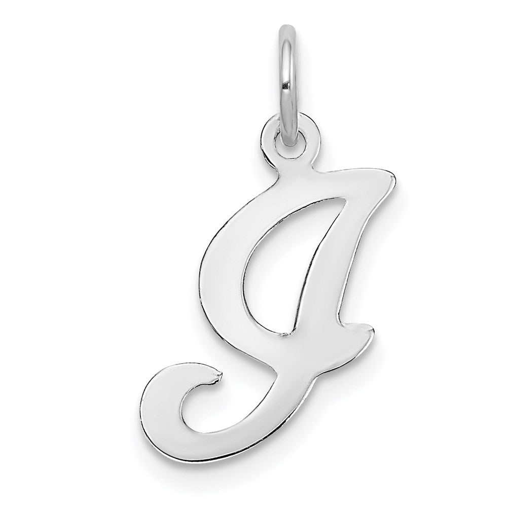 14KW White Gold Script Letter I Initial Charm