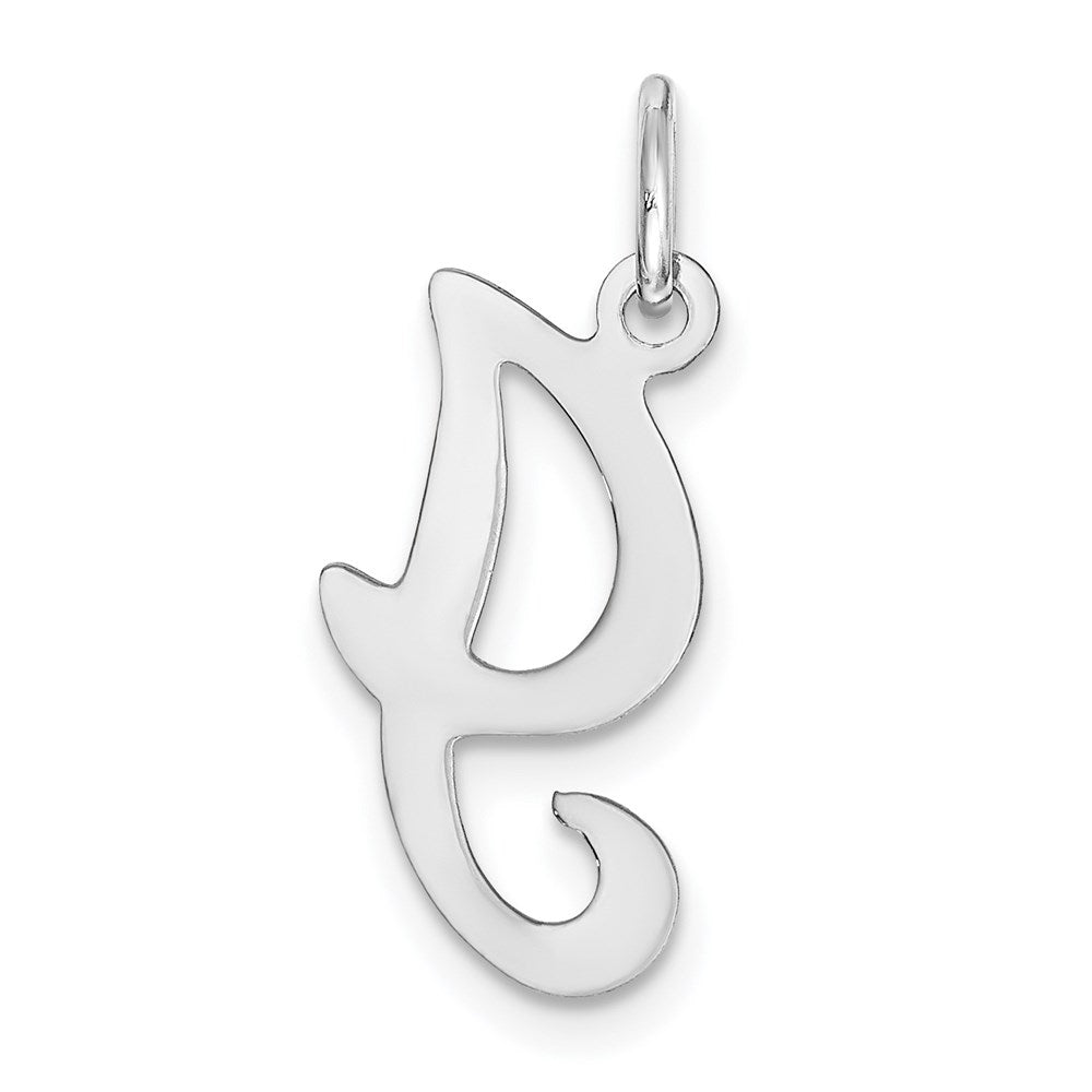 14KW White Gold Script Letter I Initial Charm