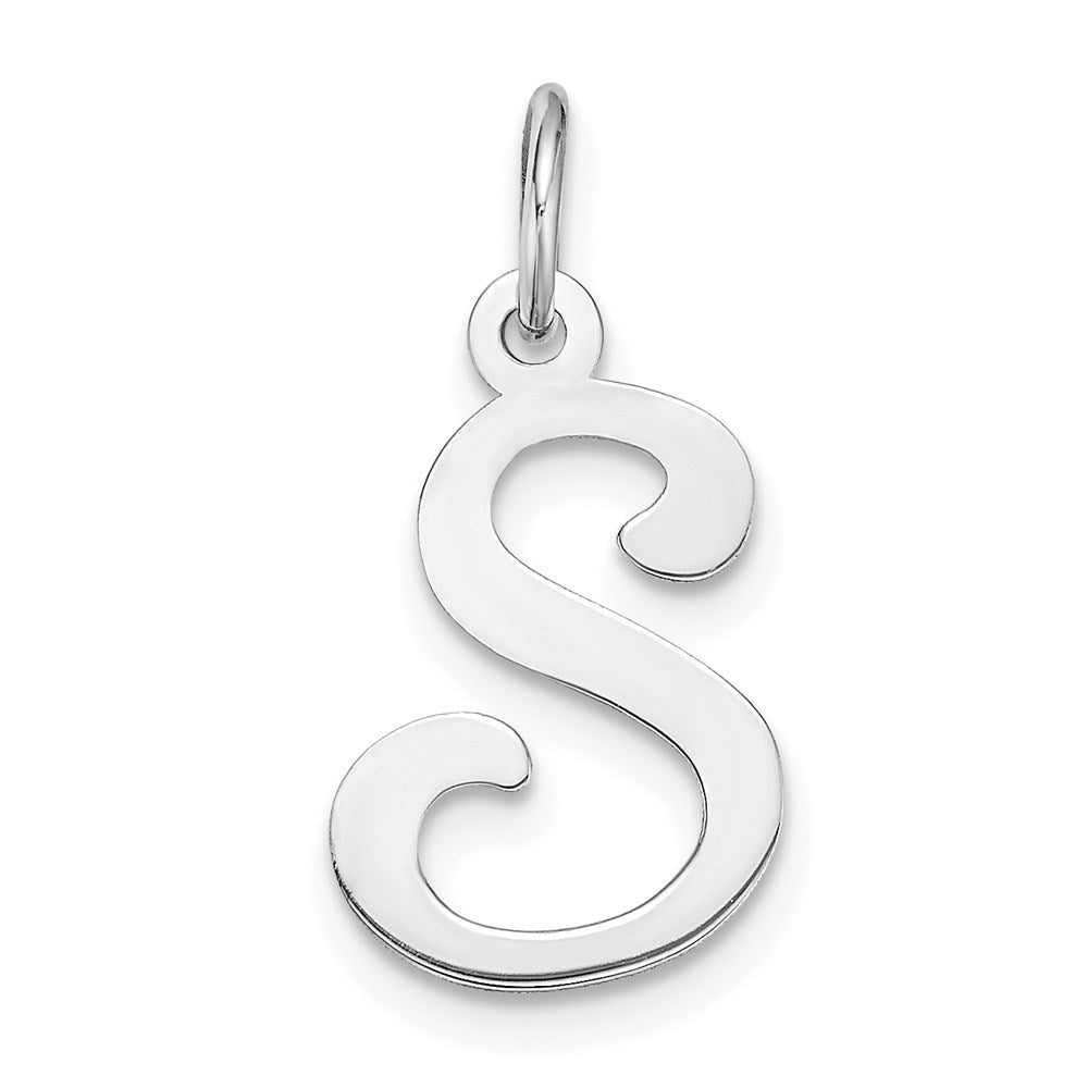 14KW White Gold Script Letter S Initial Charm