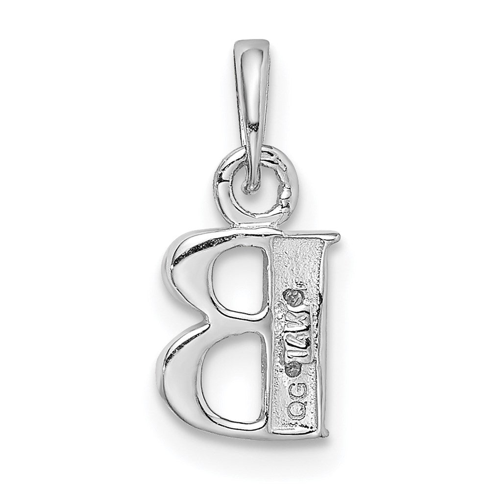 14KW with Rhodium Diamond Letter B Initial Pendant