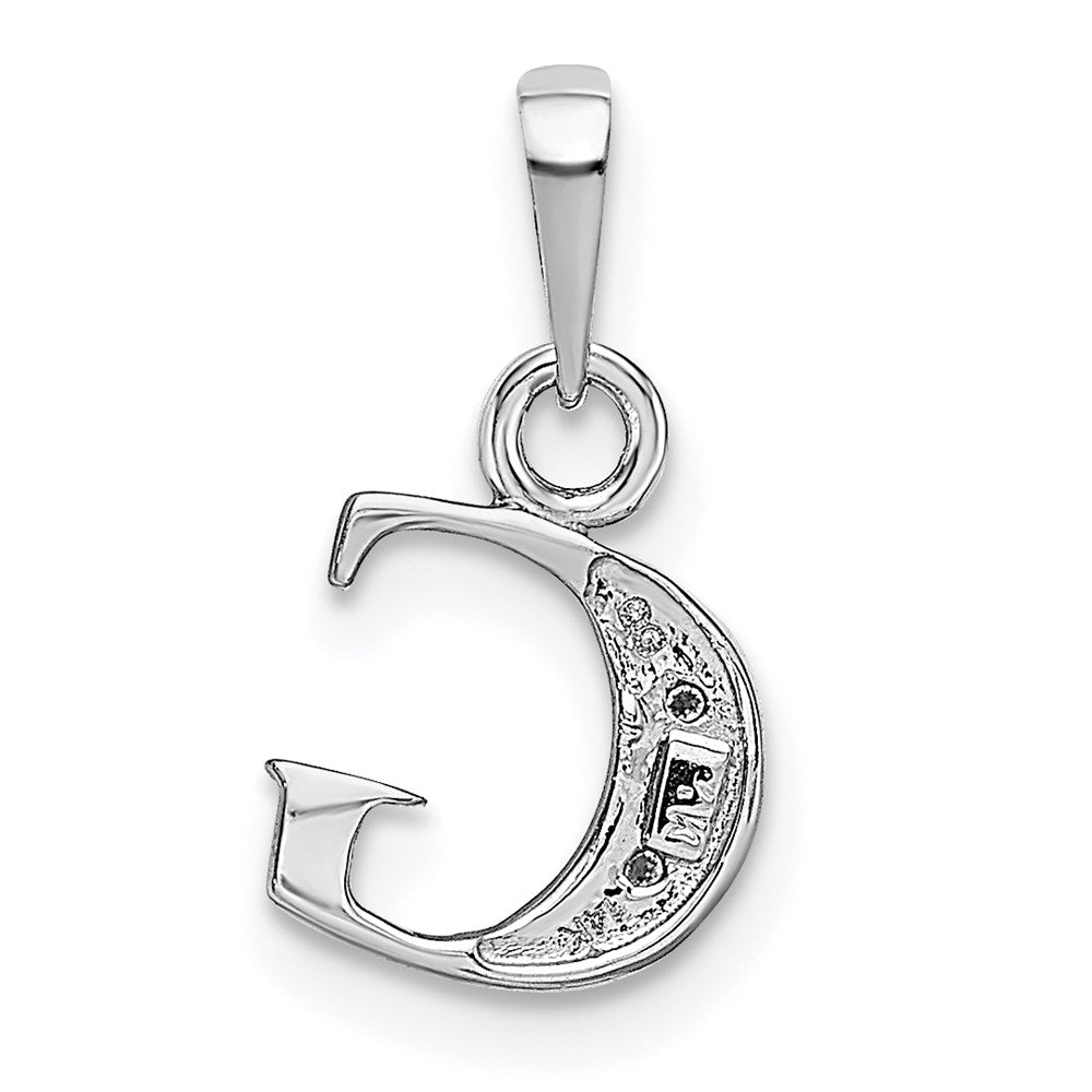 14KW Rhodium-plated Diamond Letter G Initial Pendant