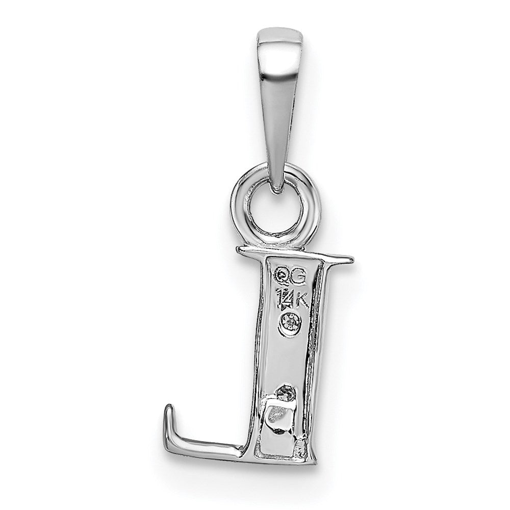 14KW Rhodium-plated Diamond Letter L Initial Pendant