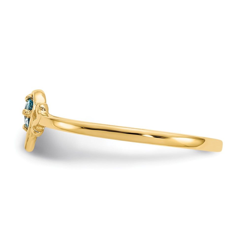 14K Blue Topaz Birthstone Heart Ring