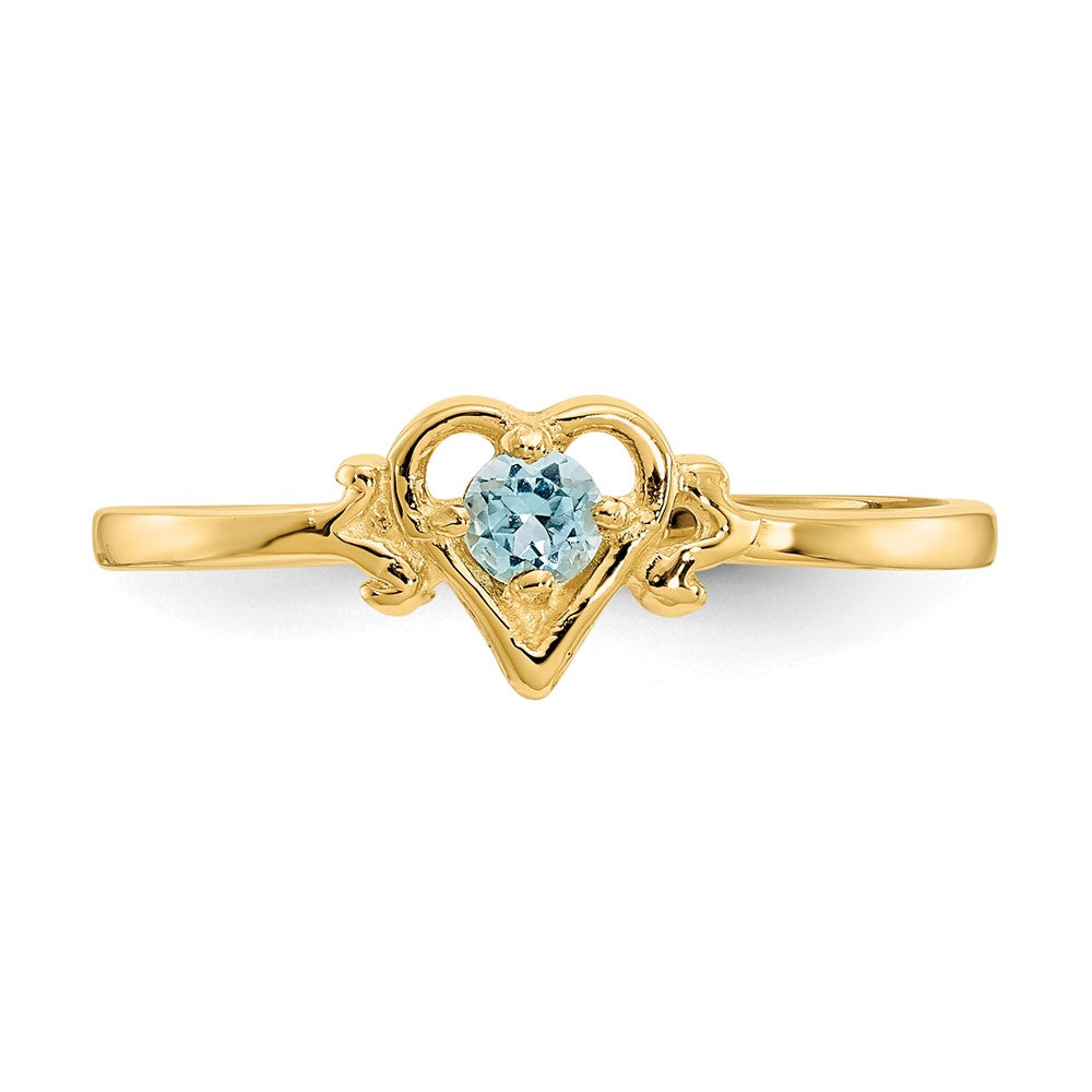 14K Blue Topaz Birthstone Heart Ring