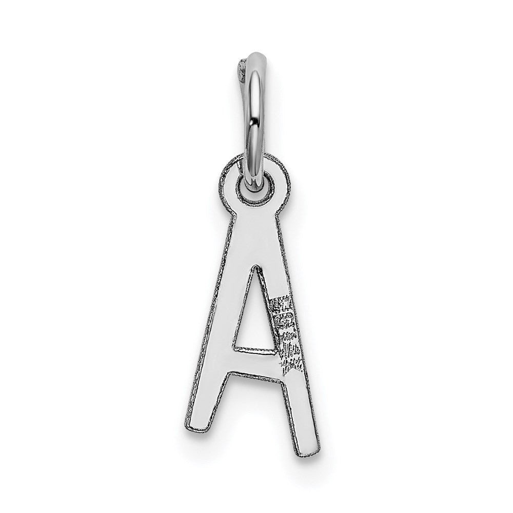 14k White Gold Small Slanted Block Letter A Initial Charm