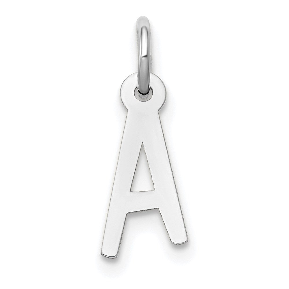 14k White Gold Small Slanted Block Letter A Initial Charm