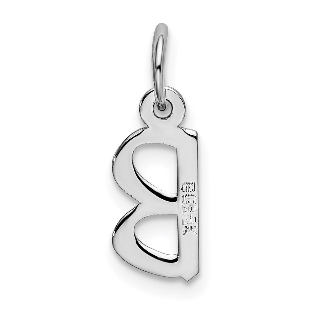 14k White Gold Small Slanted Block Letter B Initial Charm