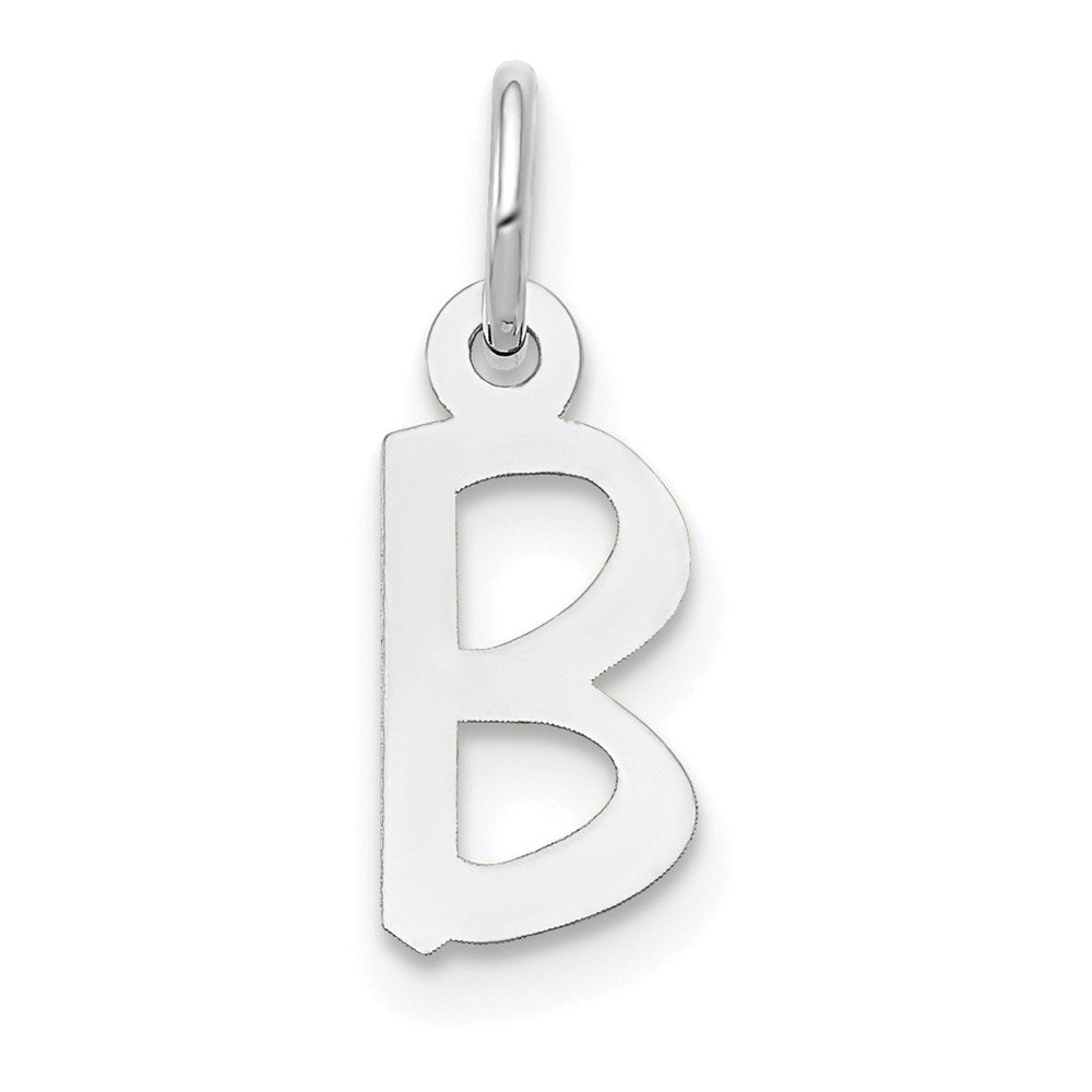 14k White Gold Small Slanted Block Letter B Initial Charm