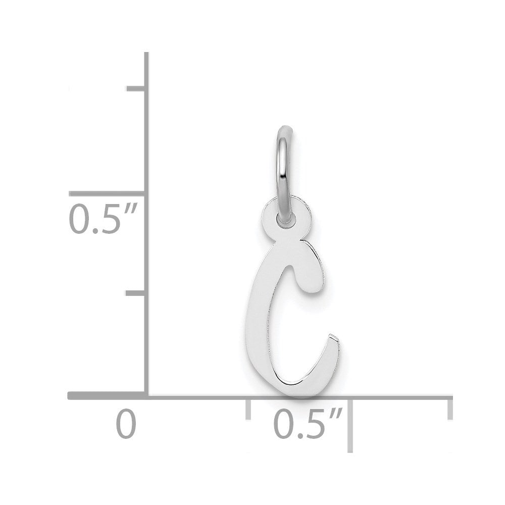 14k White Gold Small Slanted Block Letter C Initial Charm