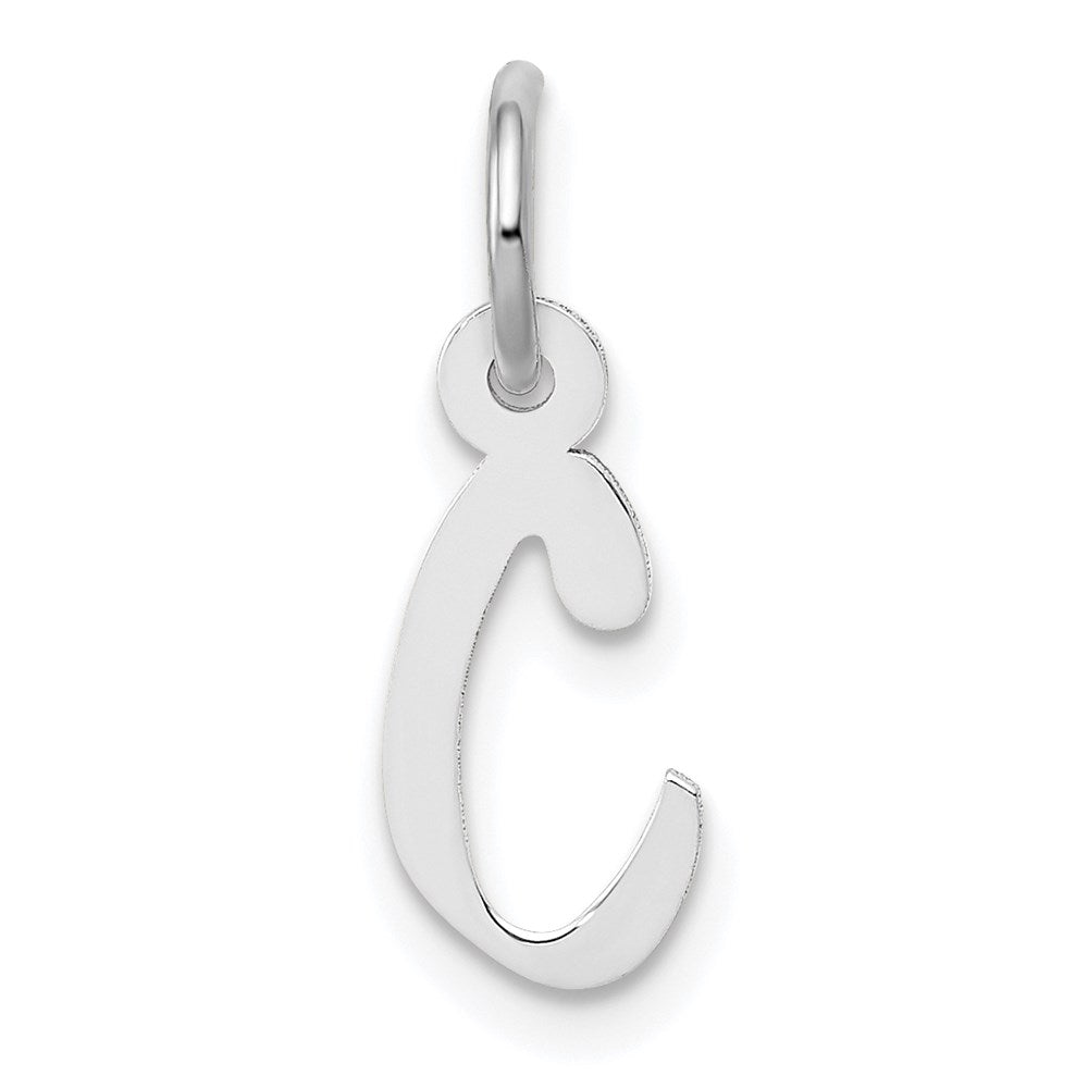 14k White Gold Small Slanted Block Letter C Initial Charm