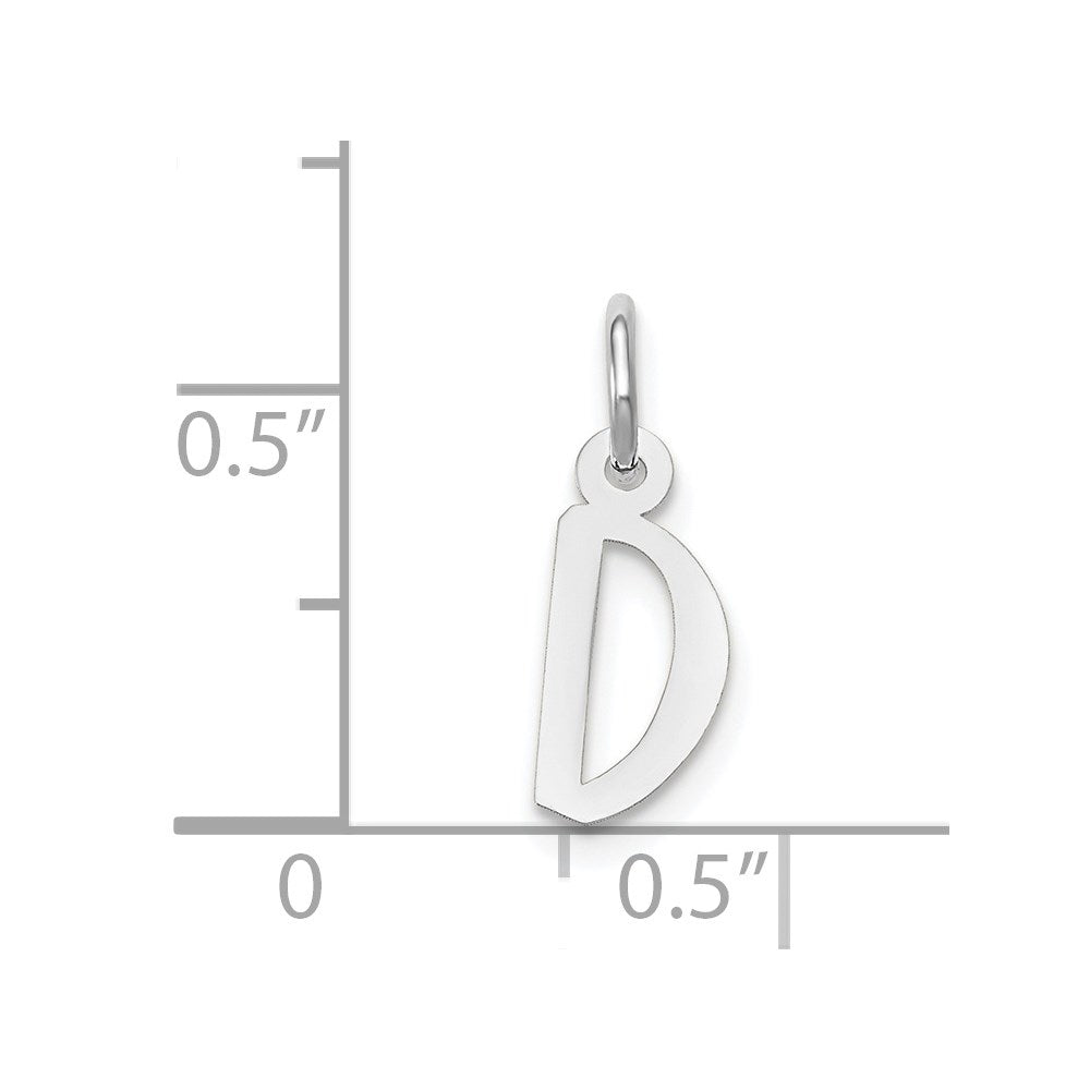 14k White Gold Small Slanted Block Letter D Initial Charm