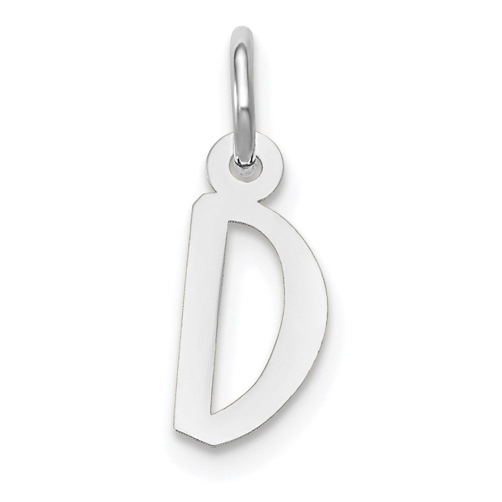 14k White Gold Small Slanted Block Letter D Initial Charm