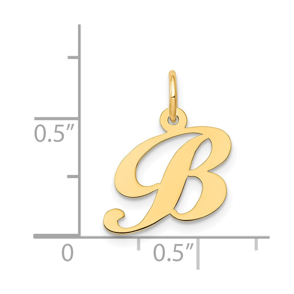 14K Small Fancy Script Letter B Initial Charm