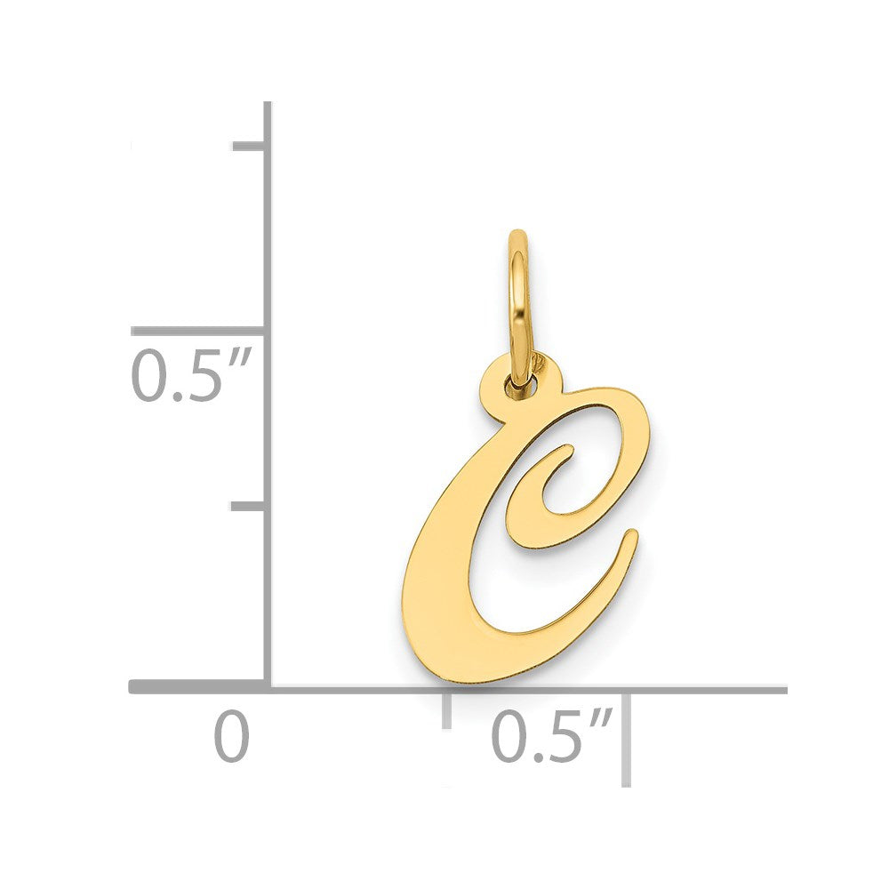 14K Small Fancy Script Letter C Initial Charm