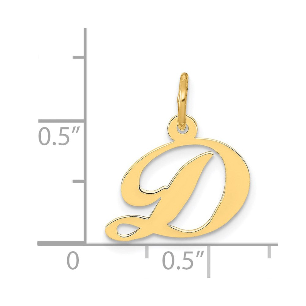 14K Small Fancy Script Letter D Initial Charm