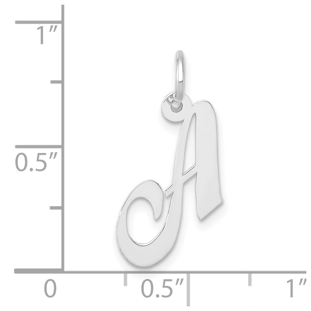 14k White Gold Small Fancy Script Letter A Initial Charm