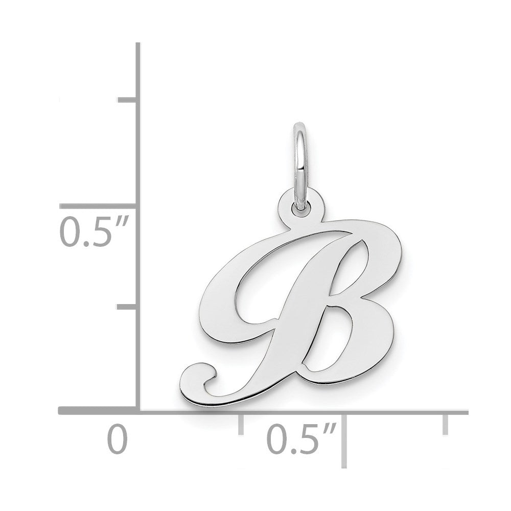 14k White Gold Small Fancy Script Letter B Initial Charm