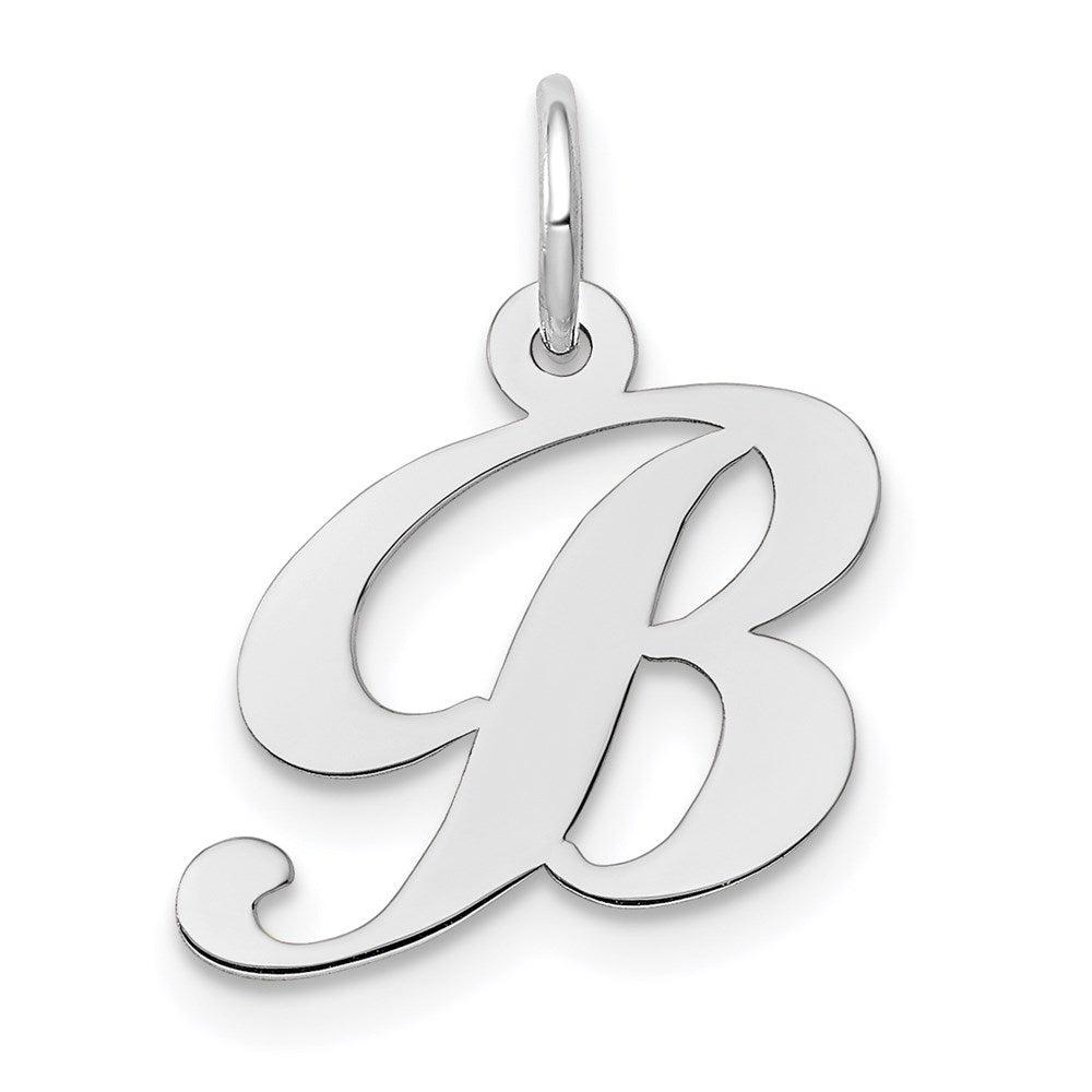 14k White Gold Small Fancy Script Letter B Initial Charm