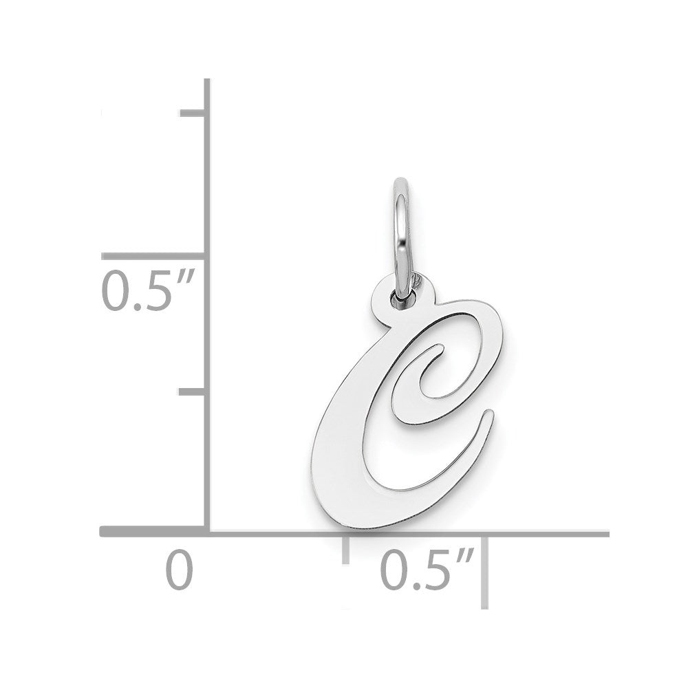 14k White Gold Small Fancy Script Letter C Initial Charm