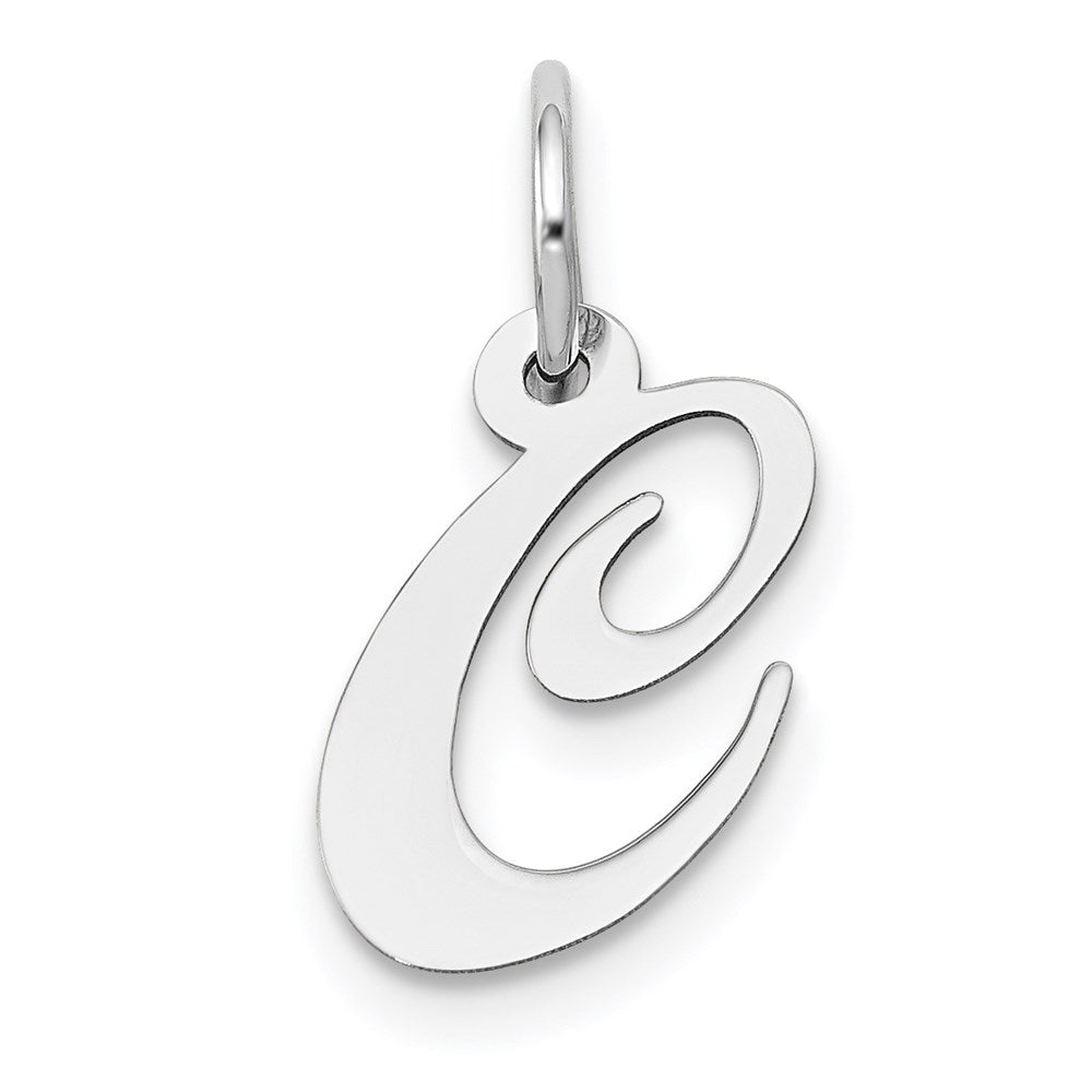 14k White Gold Small Fancy Script Letter C Initial Charm