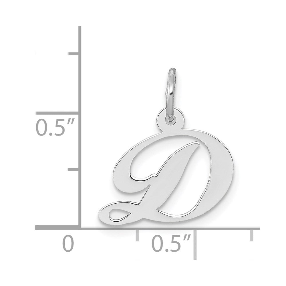 14k White Gold Small Fancy Script Letter D Initial Charm