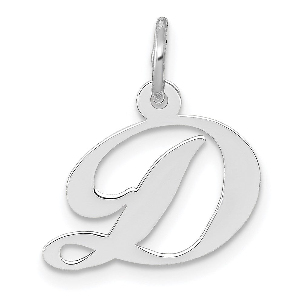 14k White Gold Small Fancy Script Letter D Initial Charm