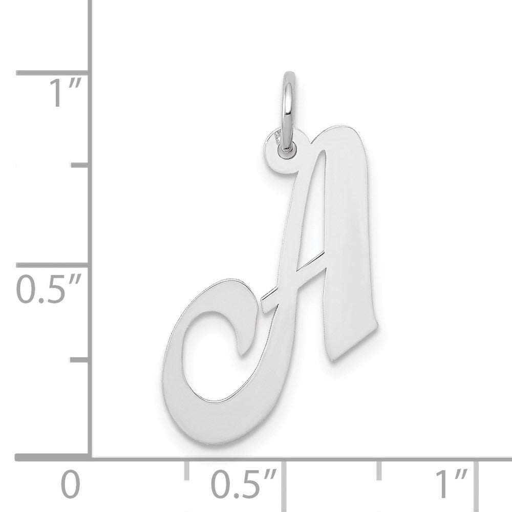 14k White Gold Medium Fancy Script Letter A Initial Charm